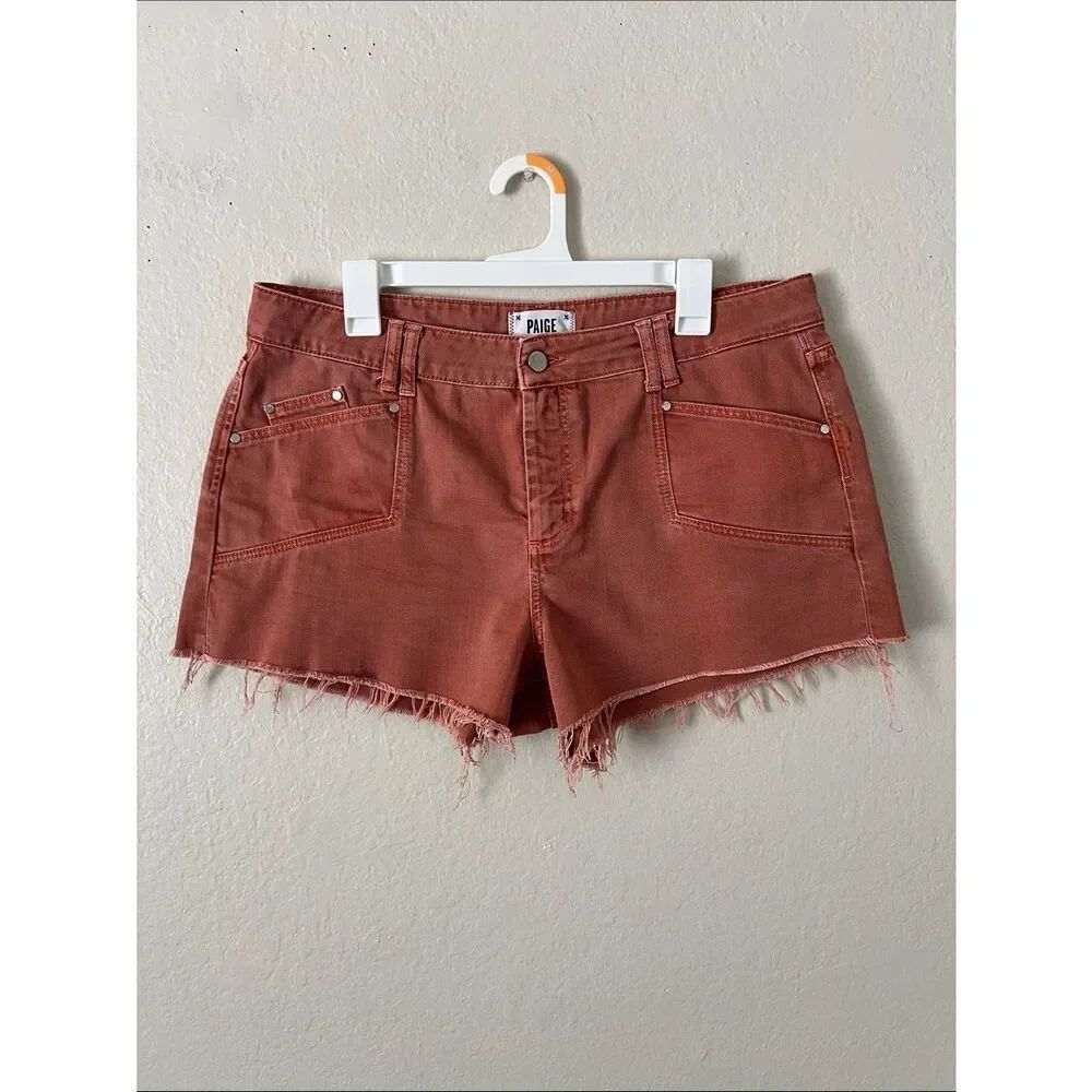 Like New! PAIGE Mayslie Utility Shorts Vintage Muted Clay in Size 32 - Picture 4 of 16